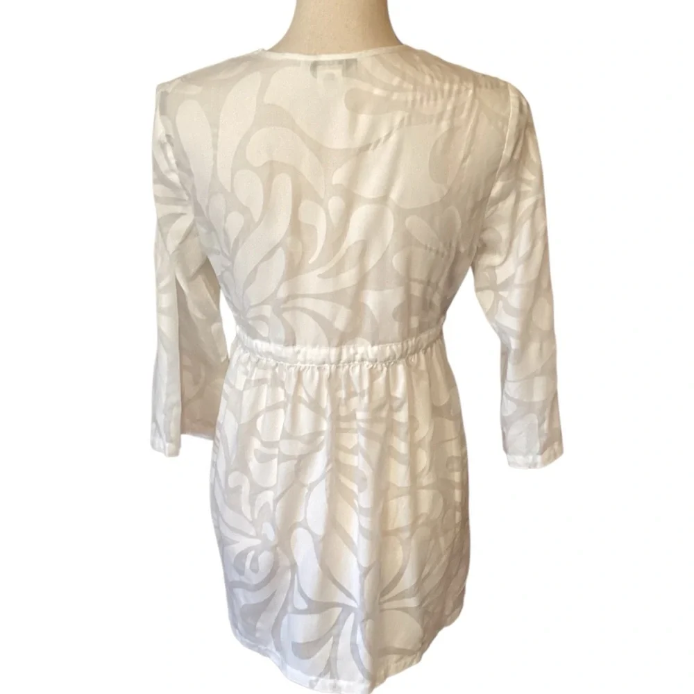 J. Crew White Semi-Sheer‎ Swimsuit Cover-Up Empire Waist Drawstring Small